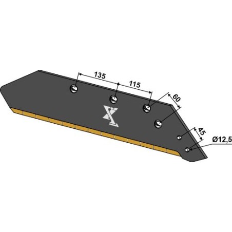 Soc de charrue à pointe réversible 16" droit - Kuhn - 0402760-622136-622172-62220"-622212"622234-622250-622254-622330