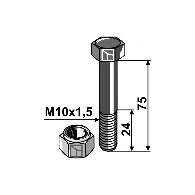 Ecrou frein pour fixation des butées de suspensions - M12x1,25 - CV70016 