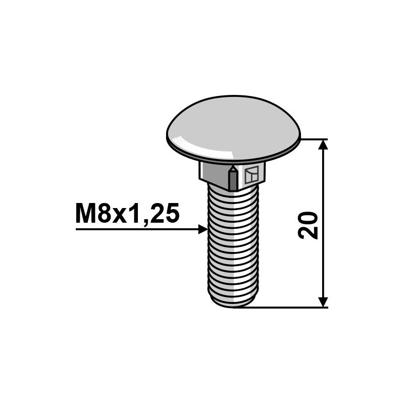 Boulon à tête bombée - galvanisé - AG008444