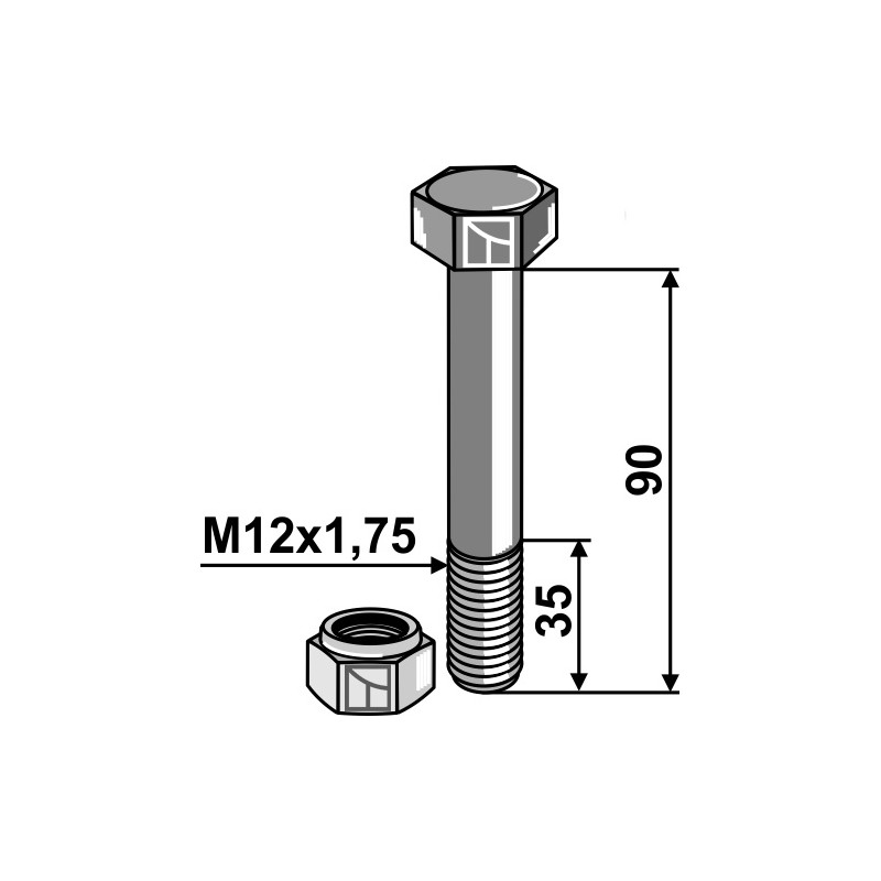 Boulon avec écrou à freinage interne - M12 - 8.8 - AG008988