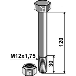 Boulon avec écrou à freinage interne - M12 - 8.8 - AG008996