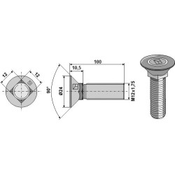 Boulon de charrue DIN 608 sans écrou hexagonal