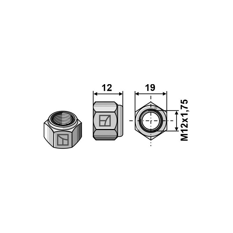 écrou frein M12 - Lemken - 3030934