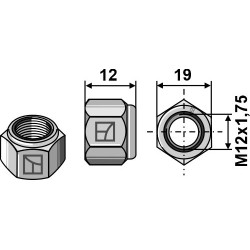 Écrou à freinage interne M12 - Lemken - 3030934