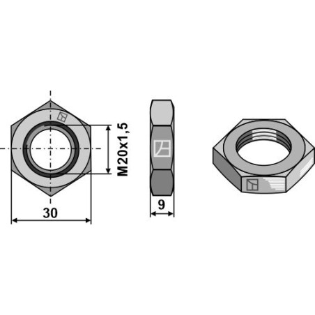 Écrou héxagonal M20