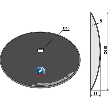 Disque de déchaumeur lisse Ø610x6 - Väderstad - 406 930 - Niaux 200