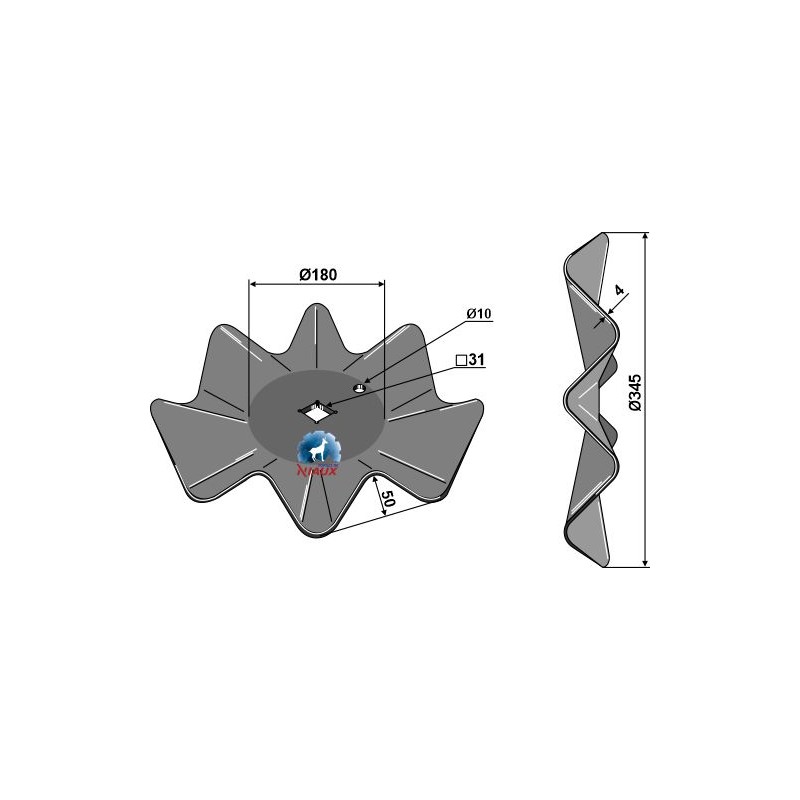 Disque de déchaumeur ondulé Ø345x4 - Niaux 200