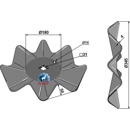 Disque de déchaumeur ondulé Ø345x4 - Niaux 200