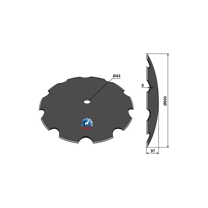 Disque de déchaumeur crénelé Ø660x6 - Väderstad - 406 938 - Niaux 200