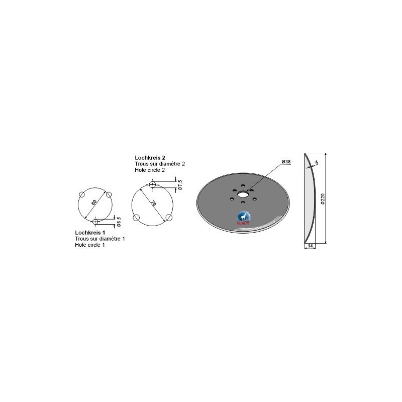 Disque de déchaumeur lisse Ø220x4 - Niaux 200