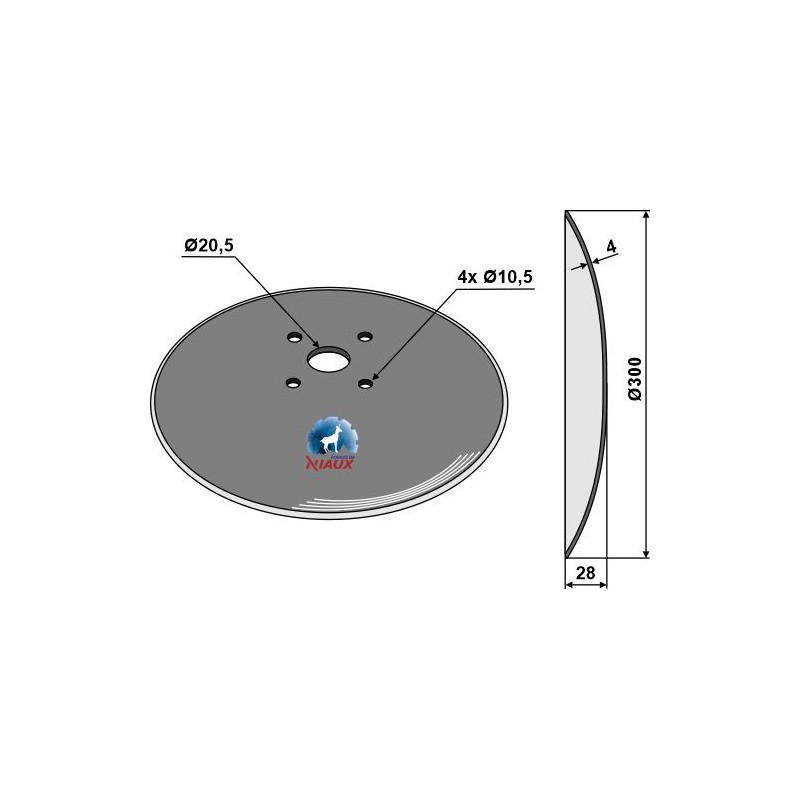 Disque de déchaumeur lisse Ø300x4 - Niaux 200