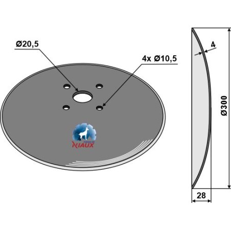 Disque de déchaumeur lisse Ø300x4 - Niaux 200