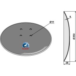 Disque de déchaumeur lisse Ø350x4 - AG006107 - Niaux 200