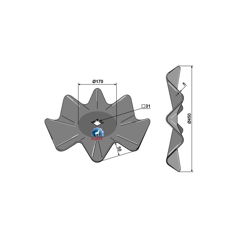 Disque de déchaumeur ondulé Ø450x4 - Niaux 200