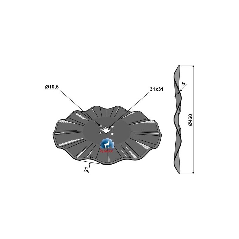 Disque de déchaumeur ondulé Ø460x5 - Niaux 200