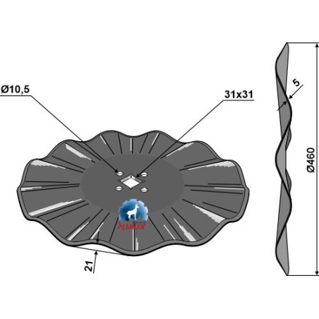 Disque de déchaumeur ondulé Ø460x5 - Niaux 200