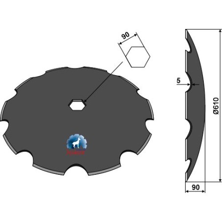 Disque de déchaumeur crénelé Ø610x5 - AG015001 - Niaux 200