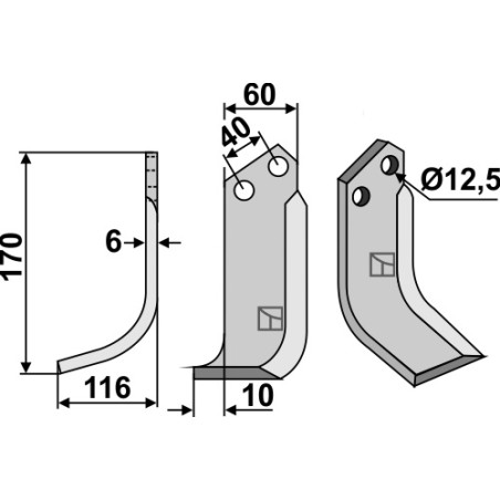 Lame de fraise rotative gauche - Maschio / Gaspardo - 40000405