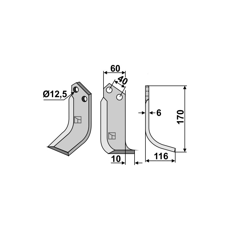 Lame de fraise rotative droite - Maschio / Gaspardo - 40000404