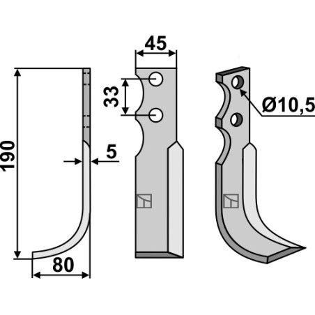 Lame de fraise rotative gauche - Goldoni - 9402