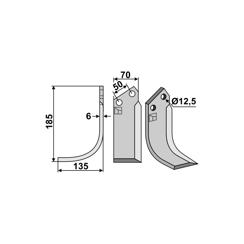 Lame de fraise rotative gauche - Celli - 522506