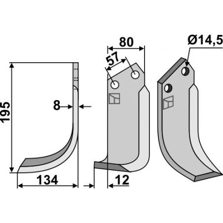 Lame de fraise rotative gauche - Celli - 722538