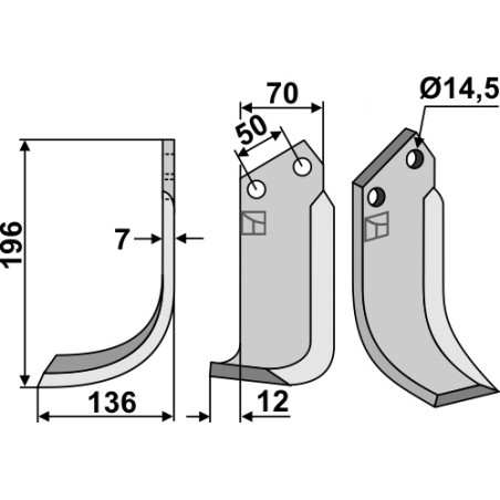 Lame de fraise rotative gauche - Celli - 331529