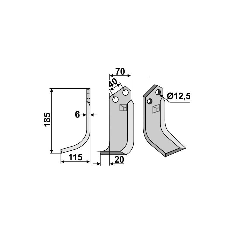 Lame de fraise rotative gauche - Breviglieri - 8300020