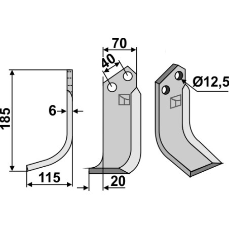 Lame de fraise rotative gauche - Breviglieri - 8300020