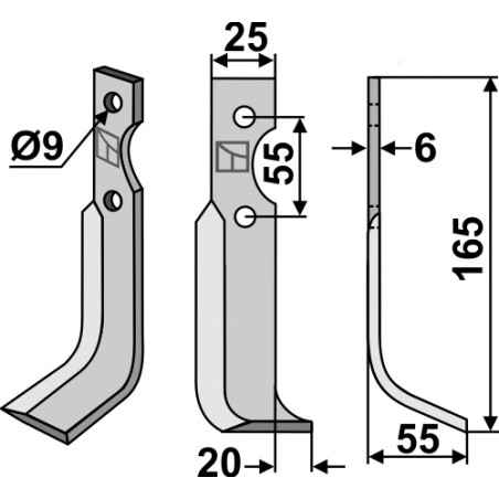 Lame de fraise rotative droite - B.C.S. - 43432