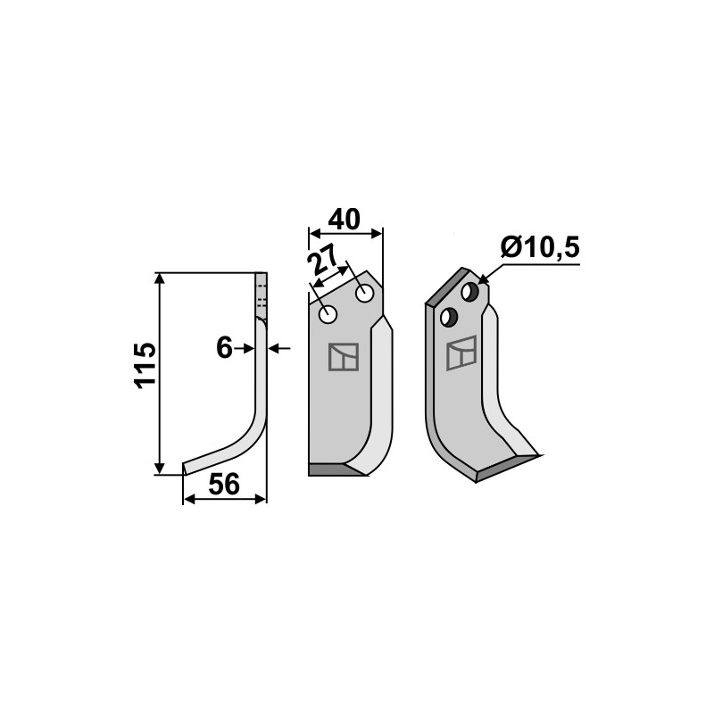 Lame de fraise rotative gauche - B.C.S. - 48425