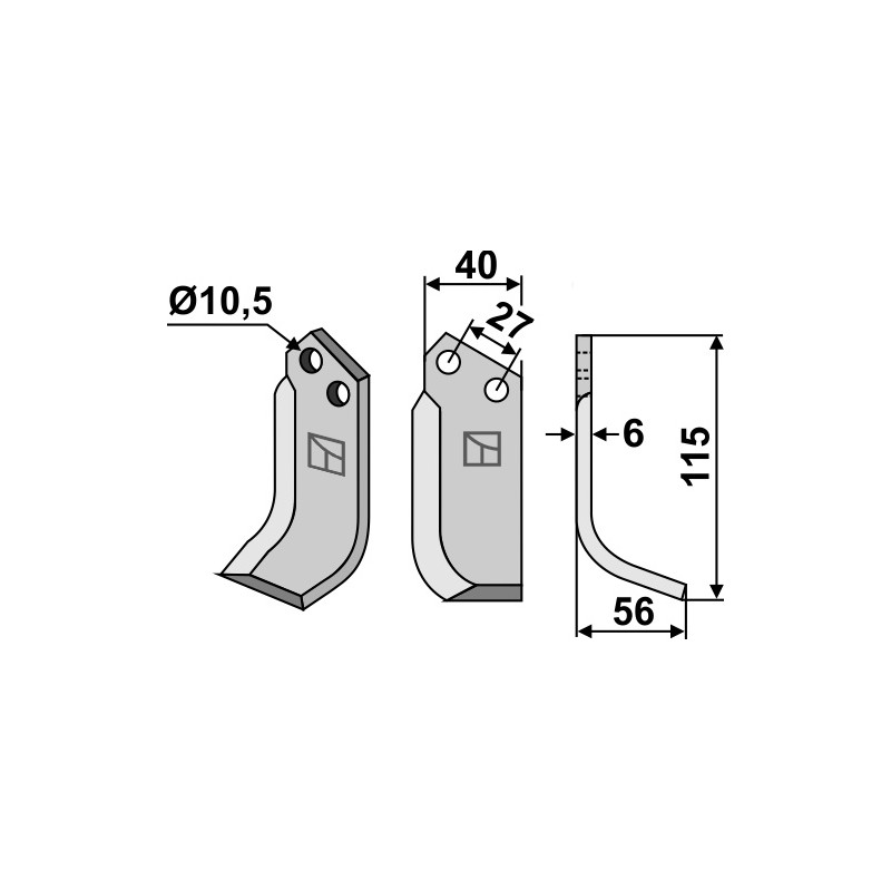 Lame de fraise rotative droite - B.C.S. - 48426