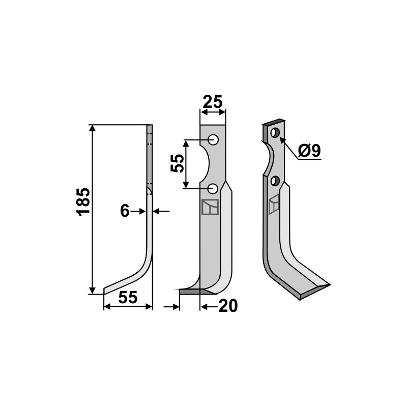 Lame de fraise rotative gauche - B.C.S. - 43433