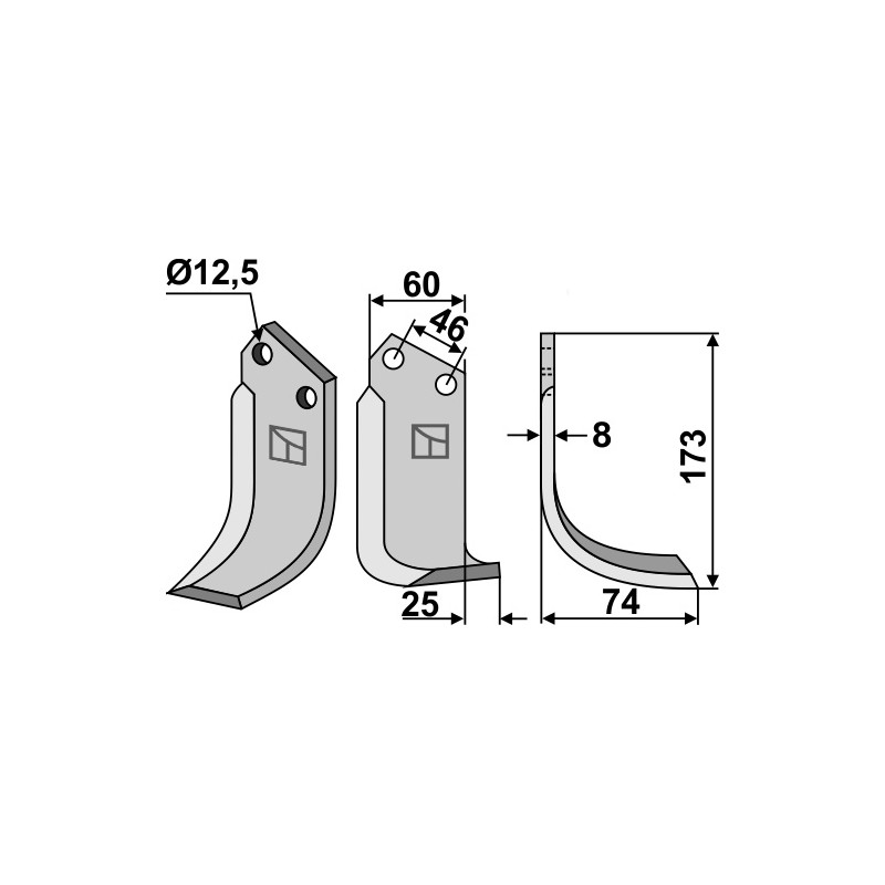 Lame de fraise rotative droite - B.C.S. - 48460