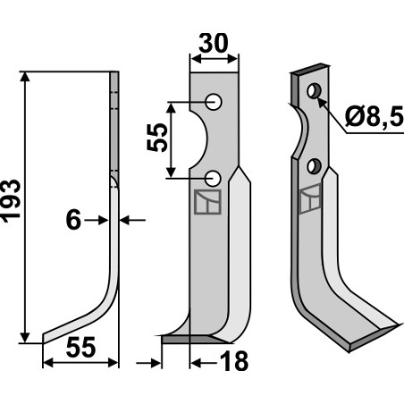 Lame de fraise rotative gauche - B.C.S. - 59276