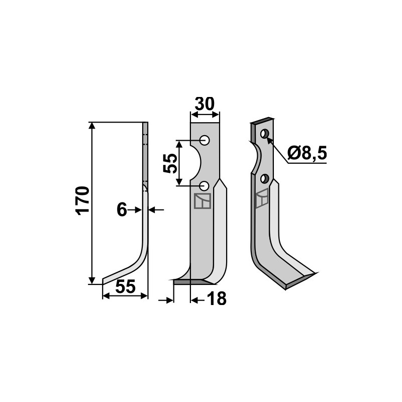 Lame de fraise rotative gauche - B.C.S. - 59278