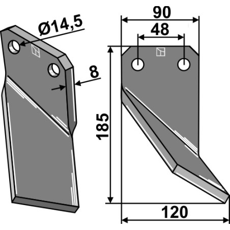 Dent rotative, modèle droit - Forigo-Roteritalia - G3596100