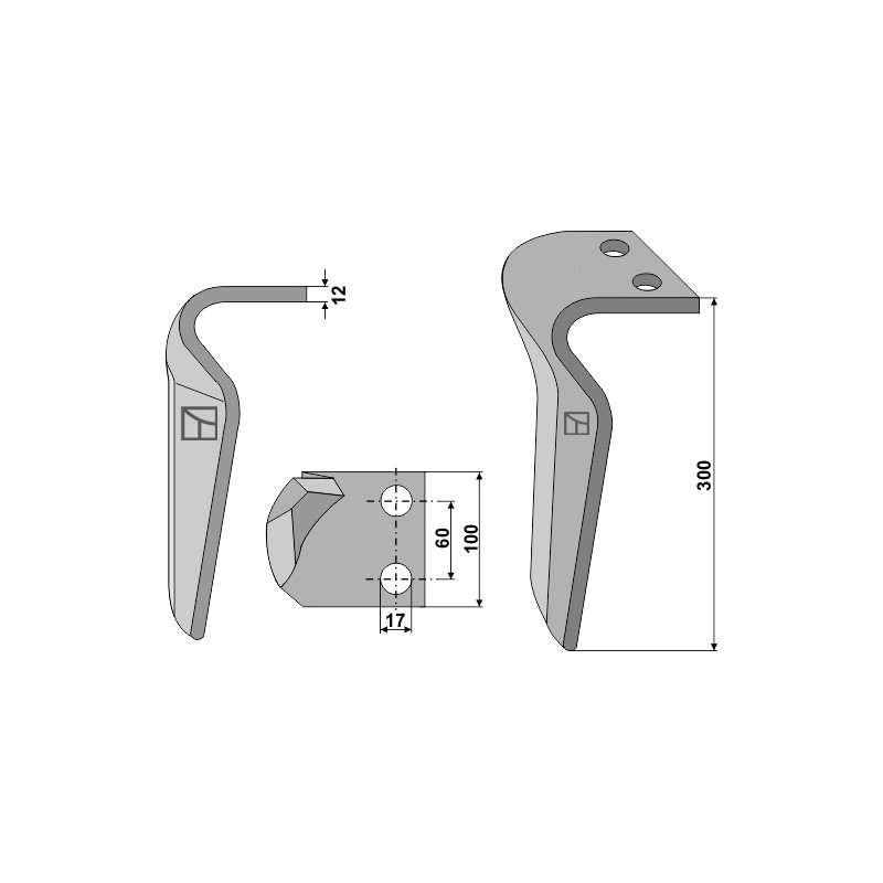 Dent pour herses rotatives, modèle droit - Maschio / Gaspardo - 36100210