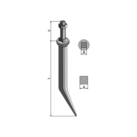 Dents de herse en acier au bore avec collet carré - AG003022