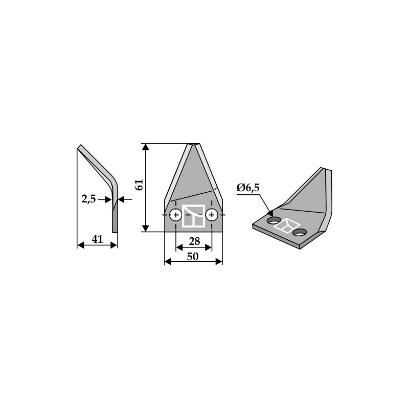 Couteau pour mélangeurs de fourrage, droit - AG005803