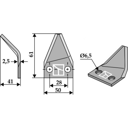 Couteau pour mélangeurs de fourrage, droit - AG005803