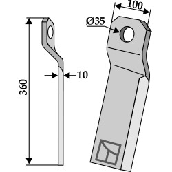 Couteau-broyeur torsadé - long - gauche