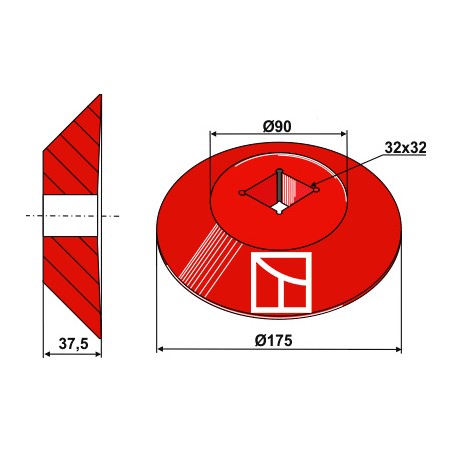 Disque terminal - extérieur pour arbre carré 30x30