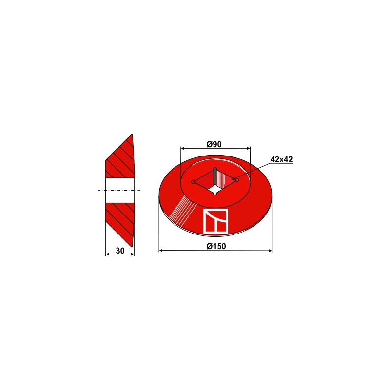 Disque terminal - intérieure pour arbre carré 40x40