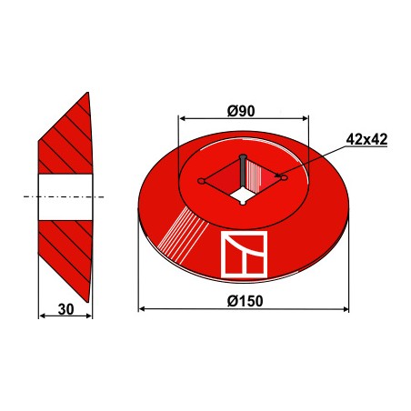 Disque terminal - intérieure pour arbre carré 40x40