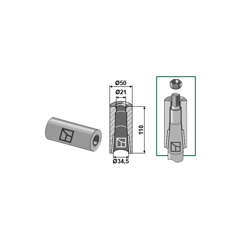 Entretoise à souder pour dent avec ergot d´arrêt - AG005572