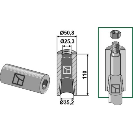 Entretoise à souder pour dent avec ergot d´arrêt - AG005574