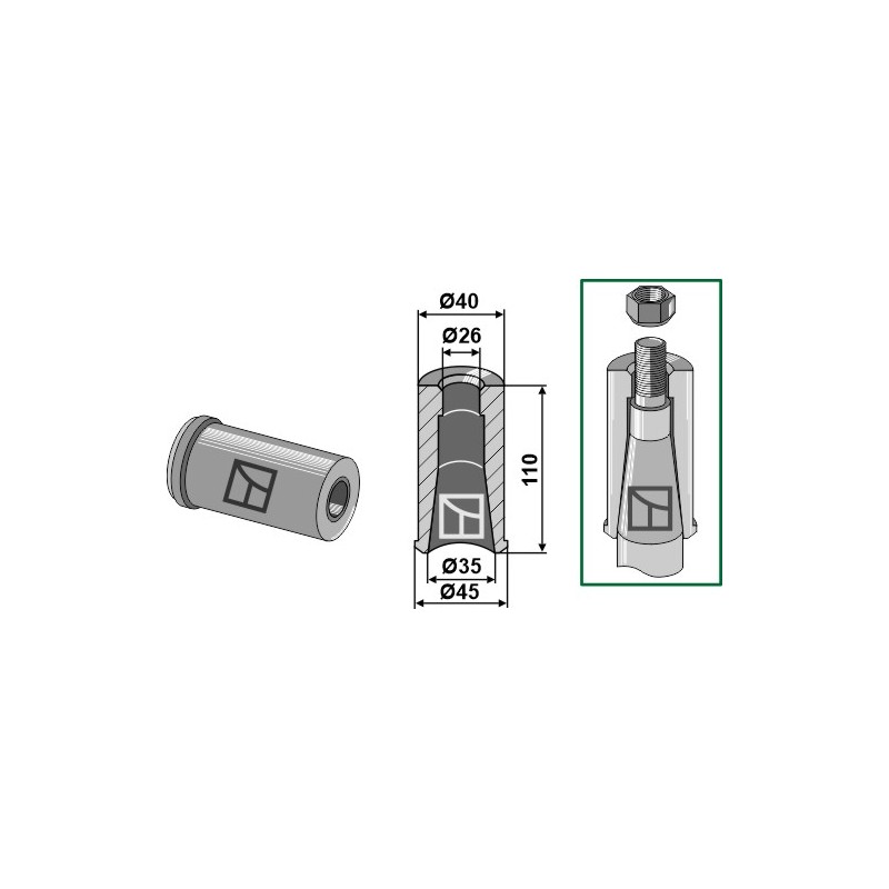 Entretoise à souder pour dent avec filet M24 - AG005578