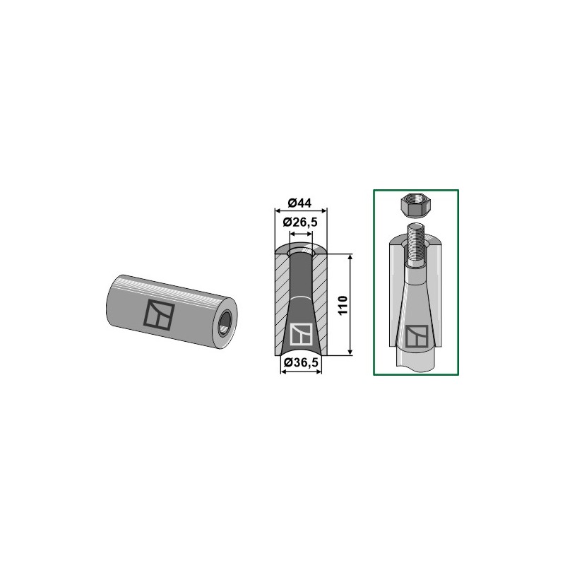 Entretoise à souder pour dent avec filet M24 - AG005581