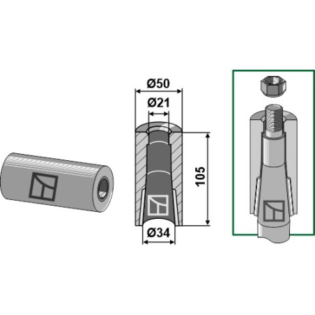 Entretoise à souder pour dent avec ergot d´arrêt - AG005590